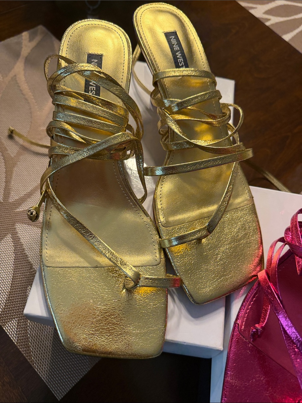 Nine West PINA3 Metallic Strappy Sandals - Picture 3 of 16